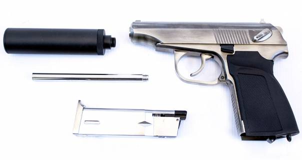 WE Makarov 654K with Silencer (Silver)