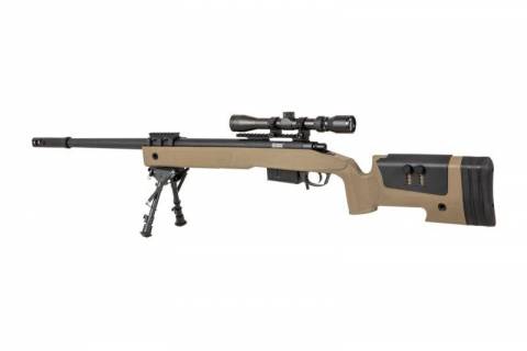 Specna Arms SA-S03 CORE&trade; Sniper Rifle /w Scope & Bipod / Tan