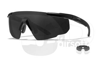 Wiley X Saber Advance Glasses Black Frame /Grey/Clear