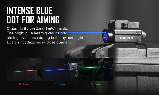 Olight Baldr S 800 Lumen Blue Laser Weapon Light / Black