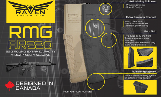 Raven RMG AR 220rd Mid Cap Magazine / Black