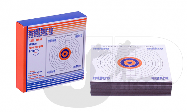 Milbro Card Red/White/Blue Targets (100pcs) / 17cm